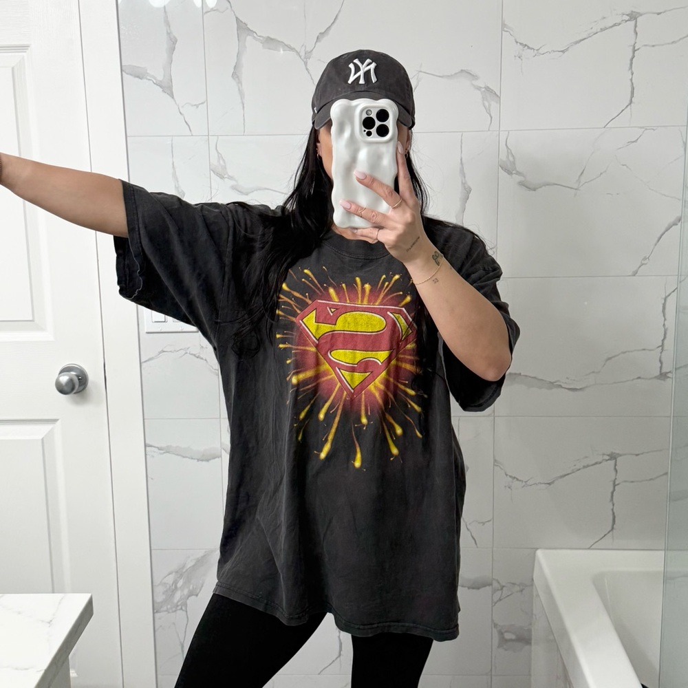 🖤 Vintage 90s Black Superman Graphic T-Shirt